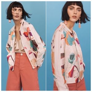 NWT Anthro | Elevenses Geo Floral Bomber Medium